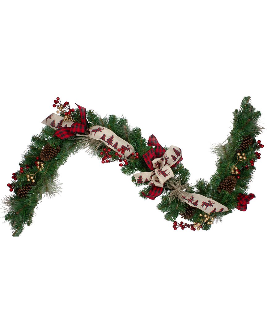 Northlight Bows And Berries Unlit Christmas Indoor Garland