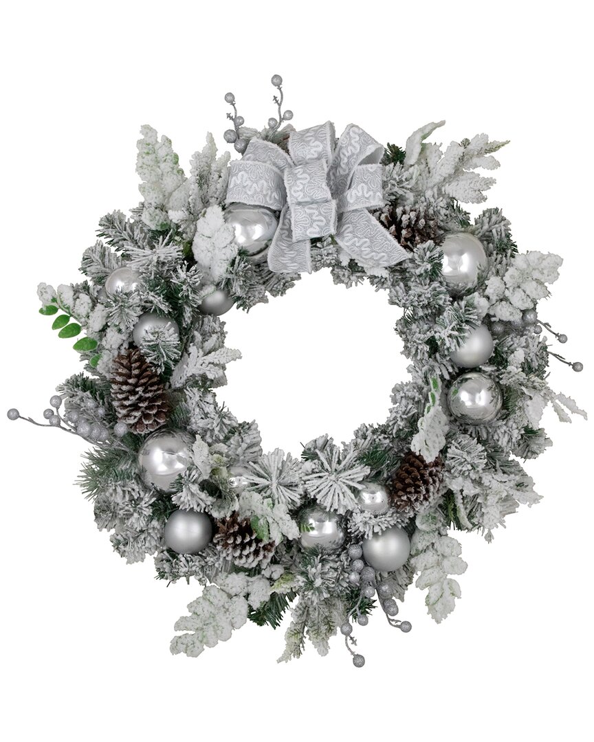 NORTHLIGHT NORTHLIGHT GLITTER & FROSTED FOLIAGE ARTIFICIAL CHRISTMAS WREATH