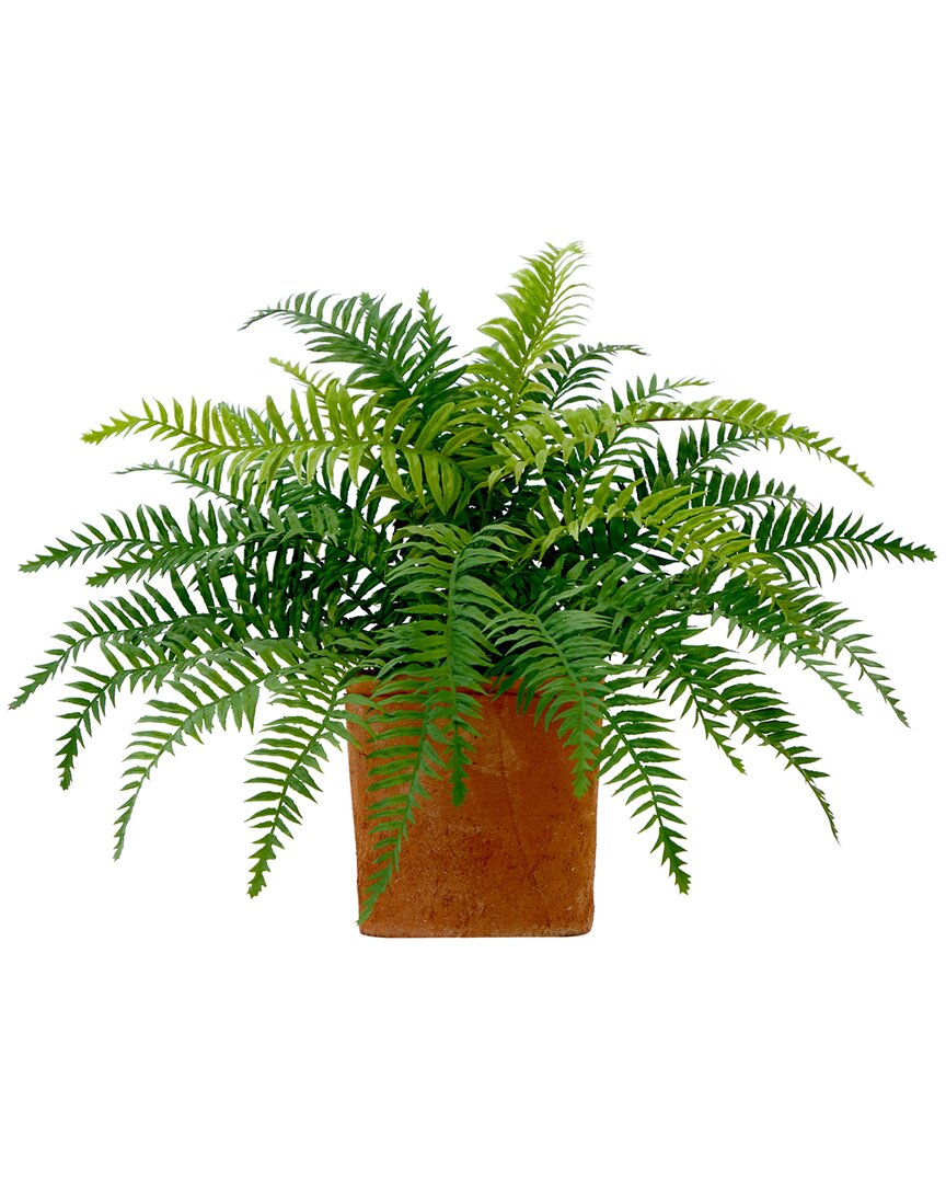 Nearly Natural 22in Artificial Fern Plant In Decorative Planter In Green