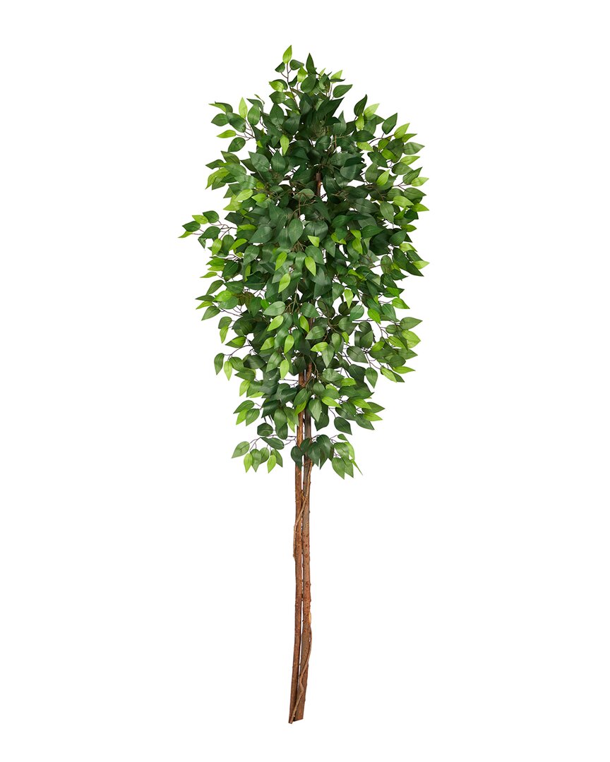 Nearly Natural 6ft Artificial Double Trunk Ficus Tree In Green