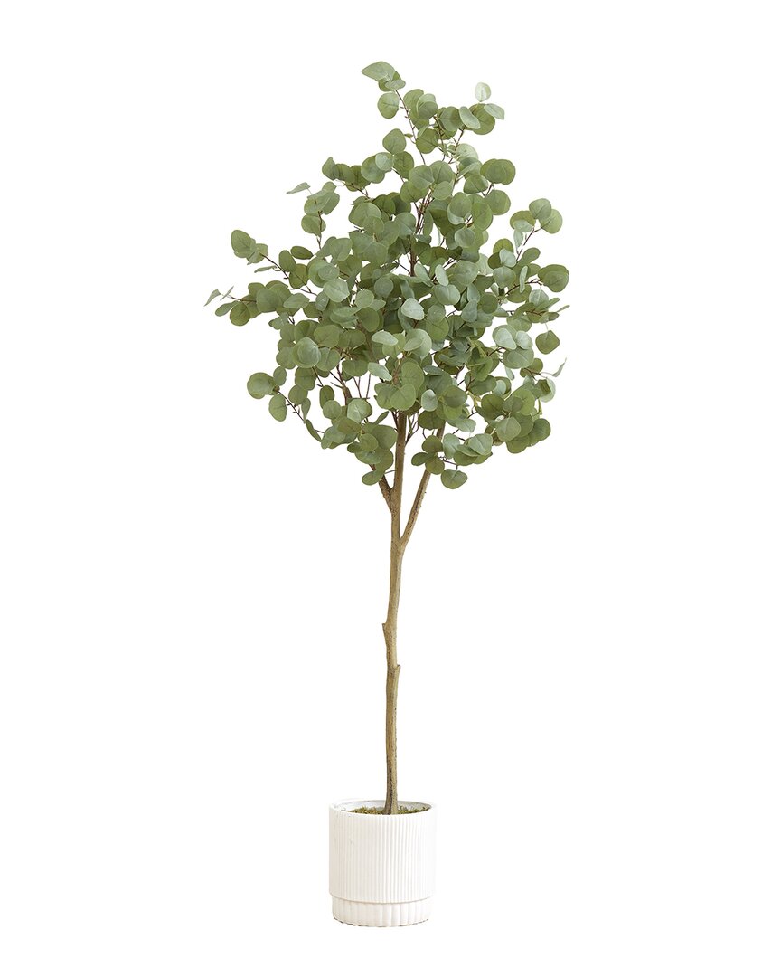 Nearly Natural 6ft Artificial Eucalyptus Tree With Decorative Planter In Green