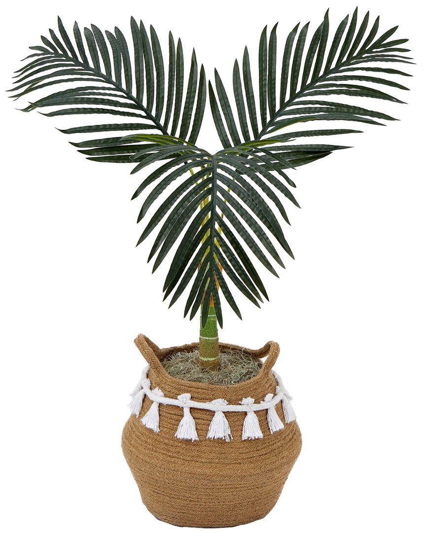 Nearly Natural 3ft Artificial Golden Cane Palm Tree With Handmade Tassel Basket Diy Kit In Green