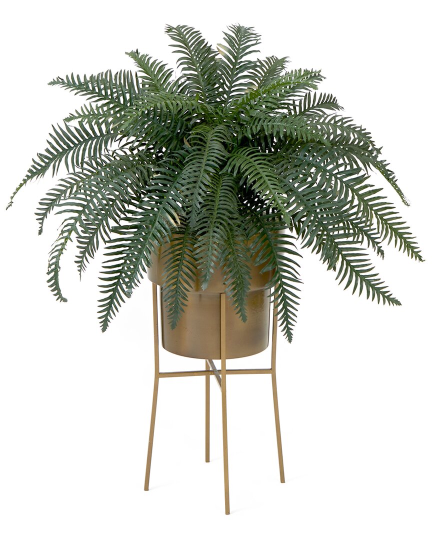 NEARLY NATURAL NEARLY NATURAL 34IN ARTIFICIAL RIVER FERN PLANT WITH METAL PLANTER & STAND DIY KIT 