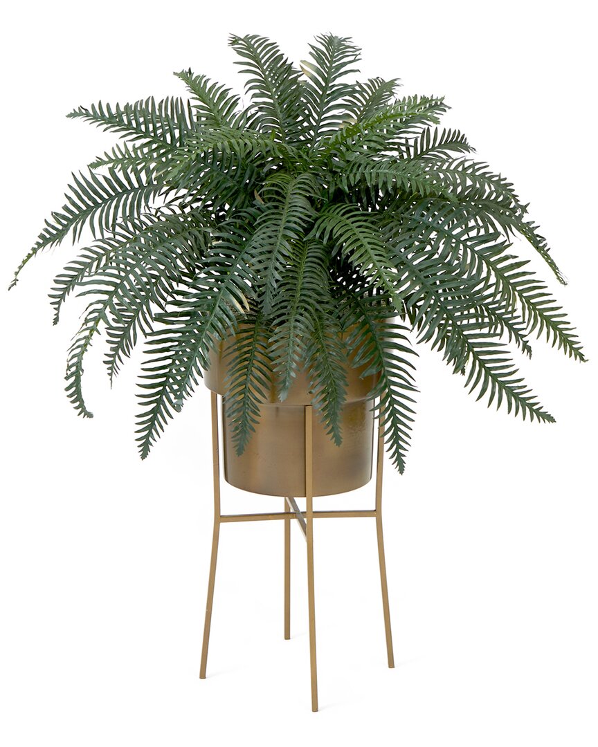 Nearly Natural 34in Artificial River Fern Plant With Metal Planter & Stand Diy Kit In Green