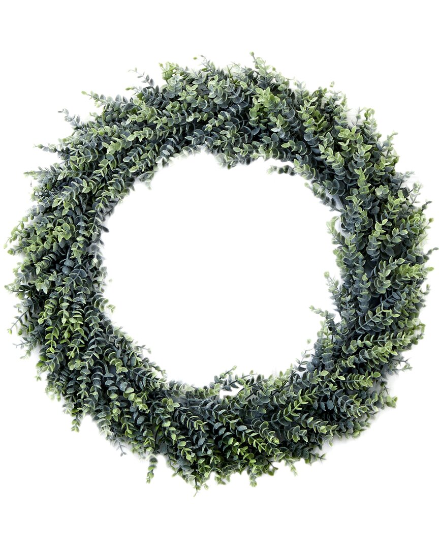 Nearly Natural 20in Artificial Eucalyptus Boxwood Wreath In Green
