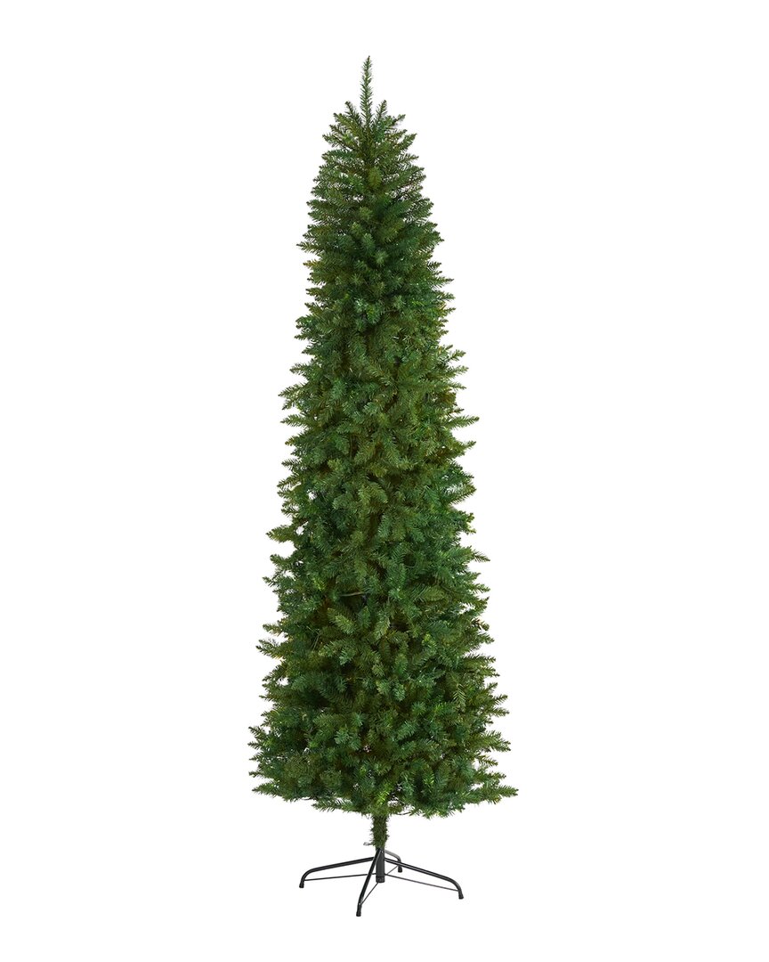 Nearly Natural 8ft Slim Green Mountain Pine Artificial Christmas Tree With 1348 Bendable Branches