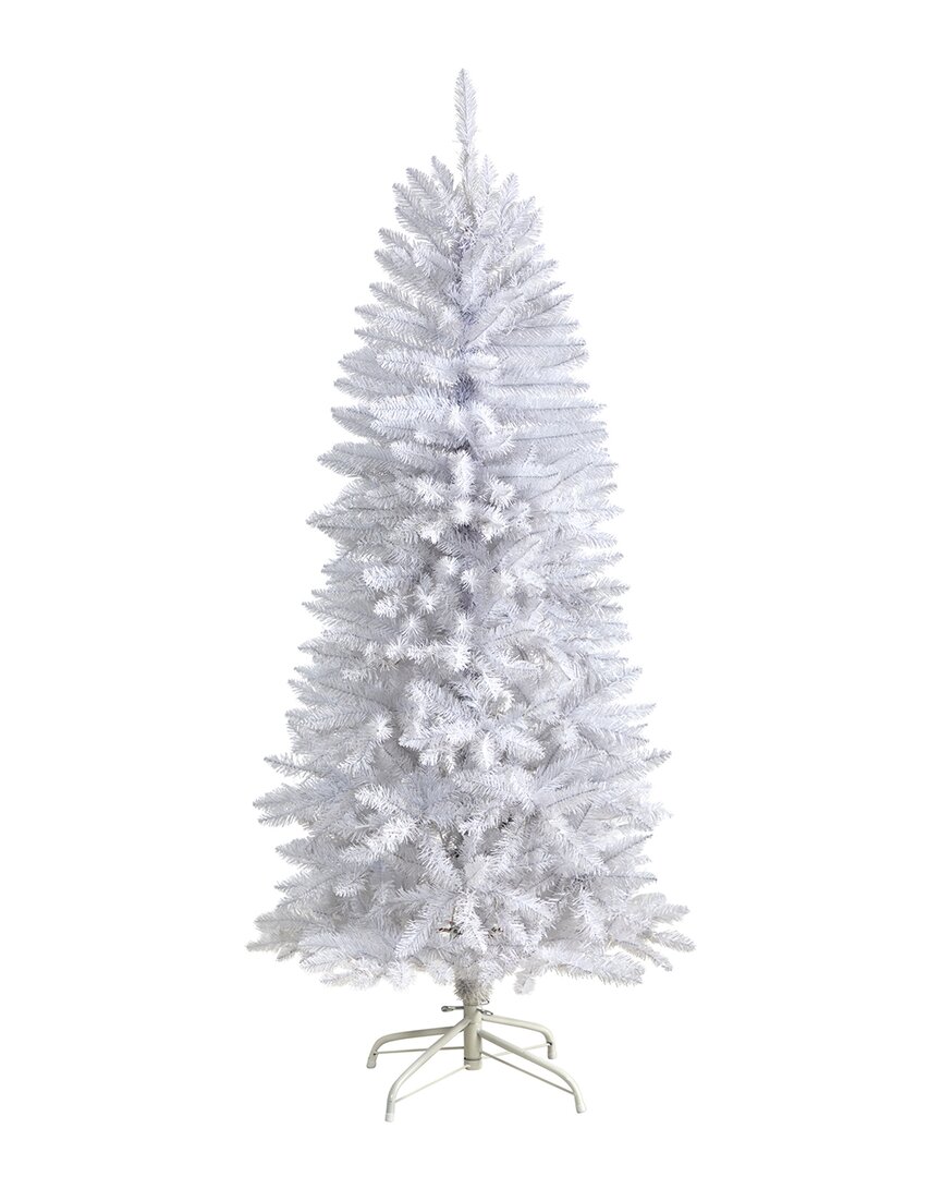 Nearly Natural 5ft Slim White Artificial Christmas Tree With 491 Bendable Branches