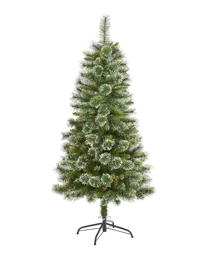 Nearly Natural 5ft Wisconsin Slim Snow Tip Pine Artificial Christmas Tree With 298 Bendable Branches In Green