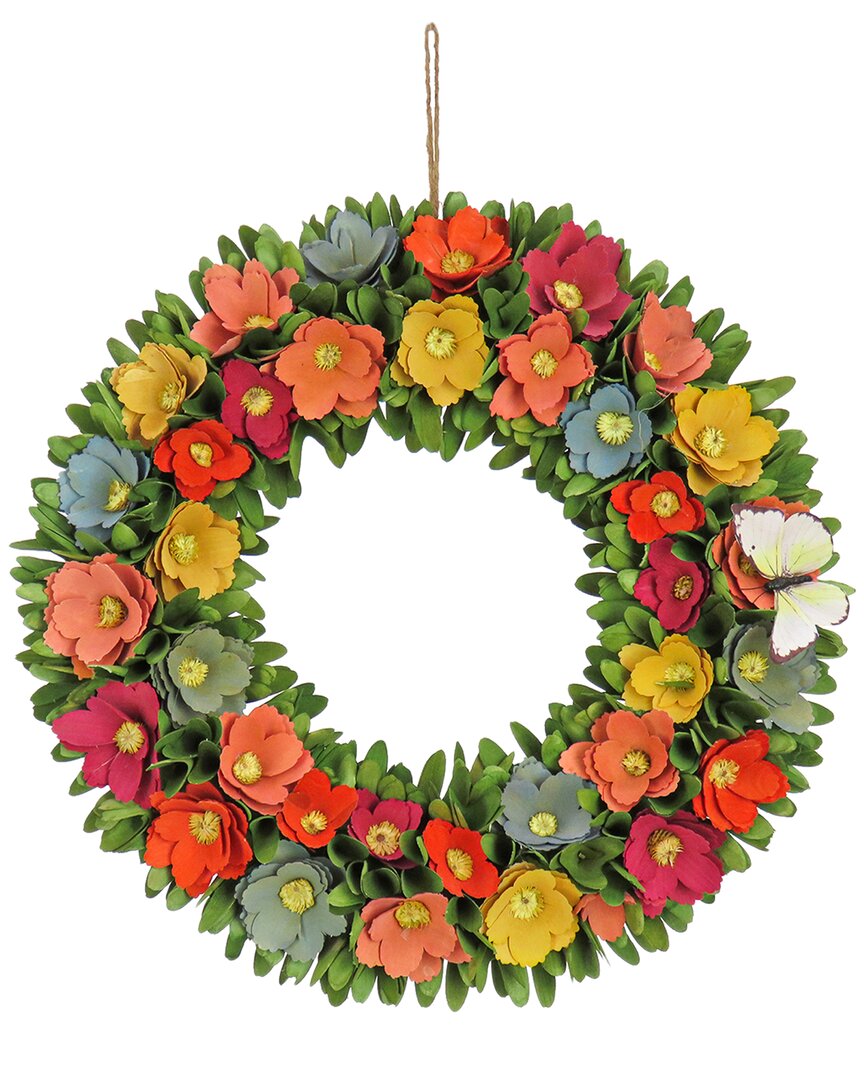 Shop National Tree Company 20in Spring Floral Wreath With Butterfly In Multi