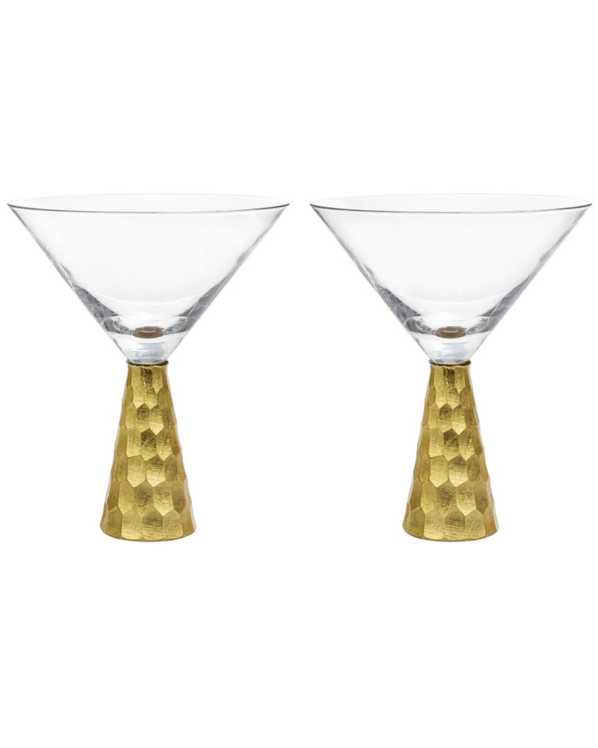 American Atelier Daphne Set Of 2 Martini Glasses In Gold