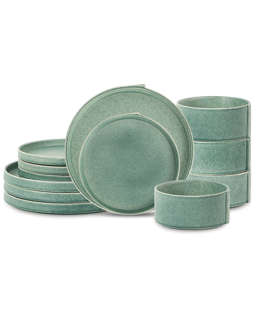 Stone Lain Bao 12pc Dinnerware Set In Green