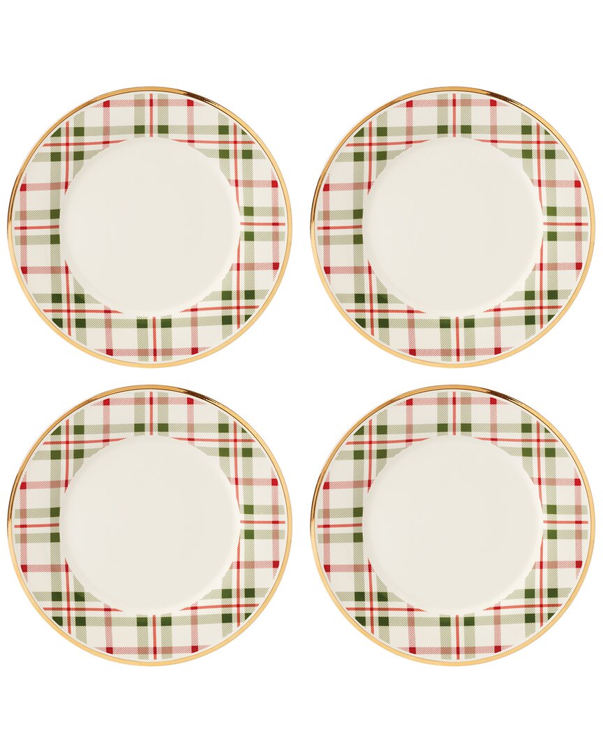 Lenox Holiday 4-piece Plaid Dinner Plates Set In White