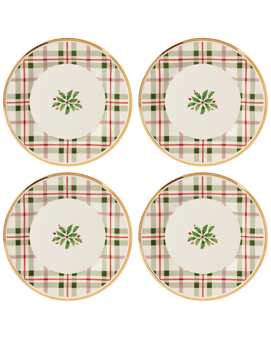 Lenox Holiday 4-piece Plaid Accent Plates Set In White
