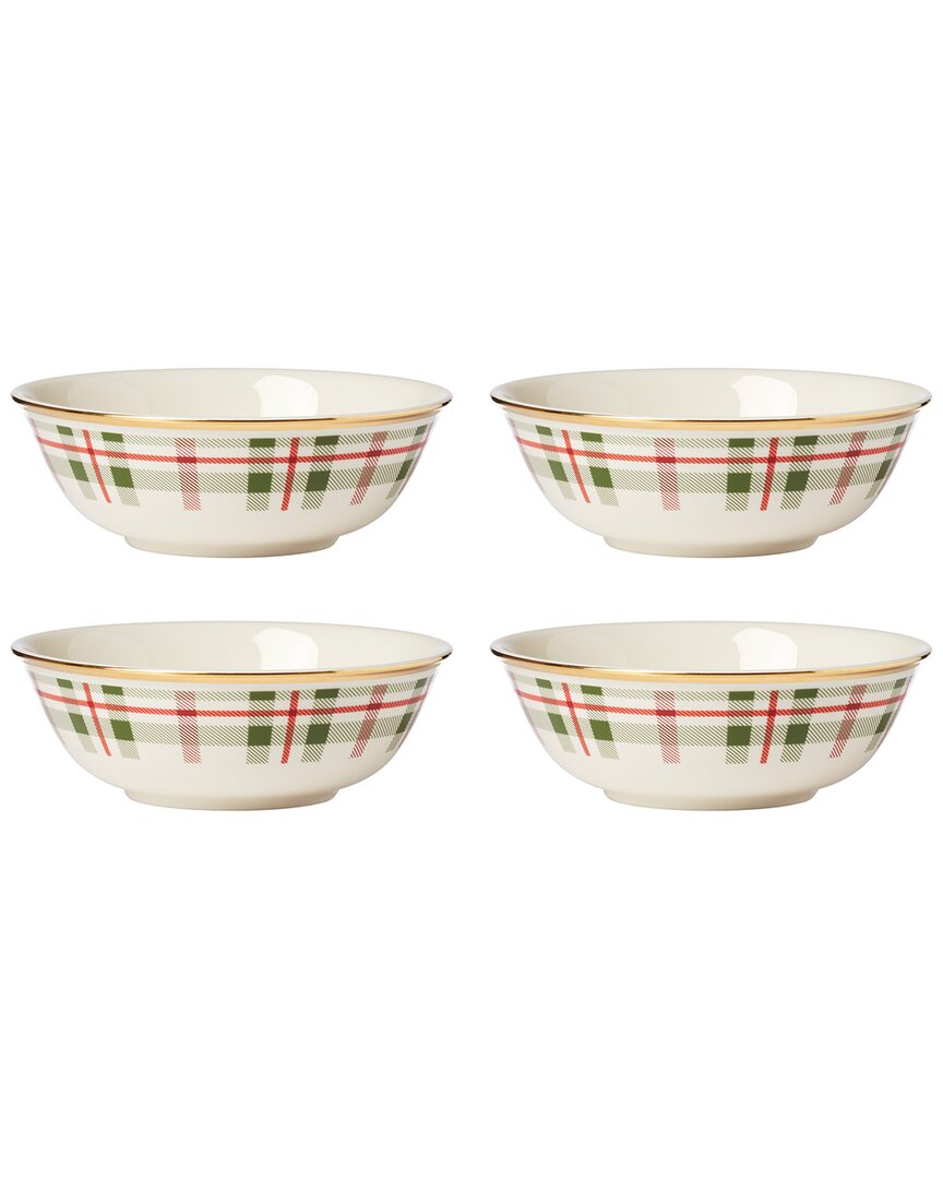 Lenox Holiday 4-piece Plaid Place Setting Bowls Set In White