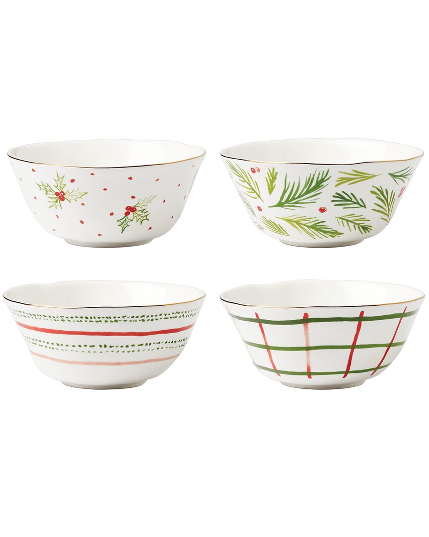 Lenox Set Of 4 Bayberry All-purpose Bowls In Red