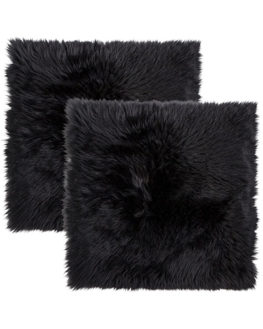 Natural Group Pack Of 2 New Zealand Sheepskin Chair Seat Pad In Black