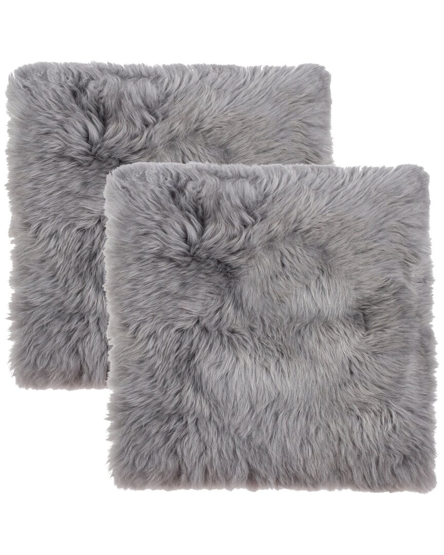 Natural Group Pack Of 2 New Zealand Sheepskin Chair Seat Pad In Grey