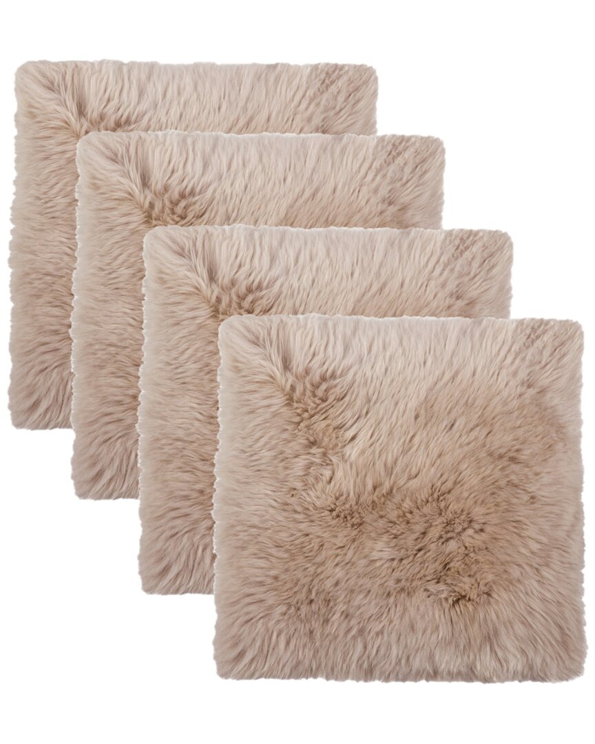 Natural Group Pack Of 4 New Zealand Sheepskin Chair Seat Pad In Brown