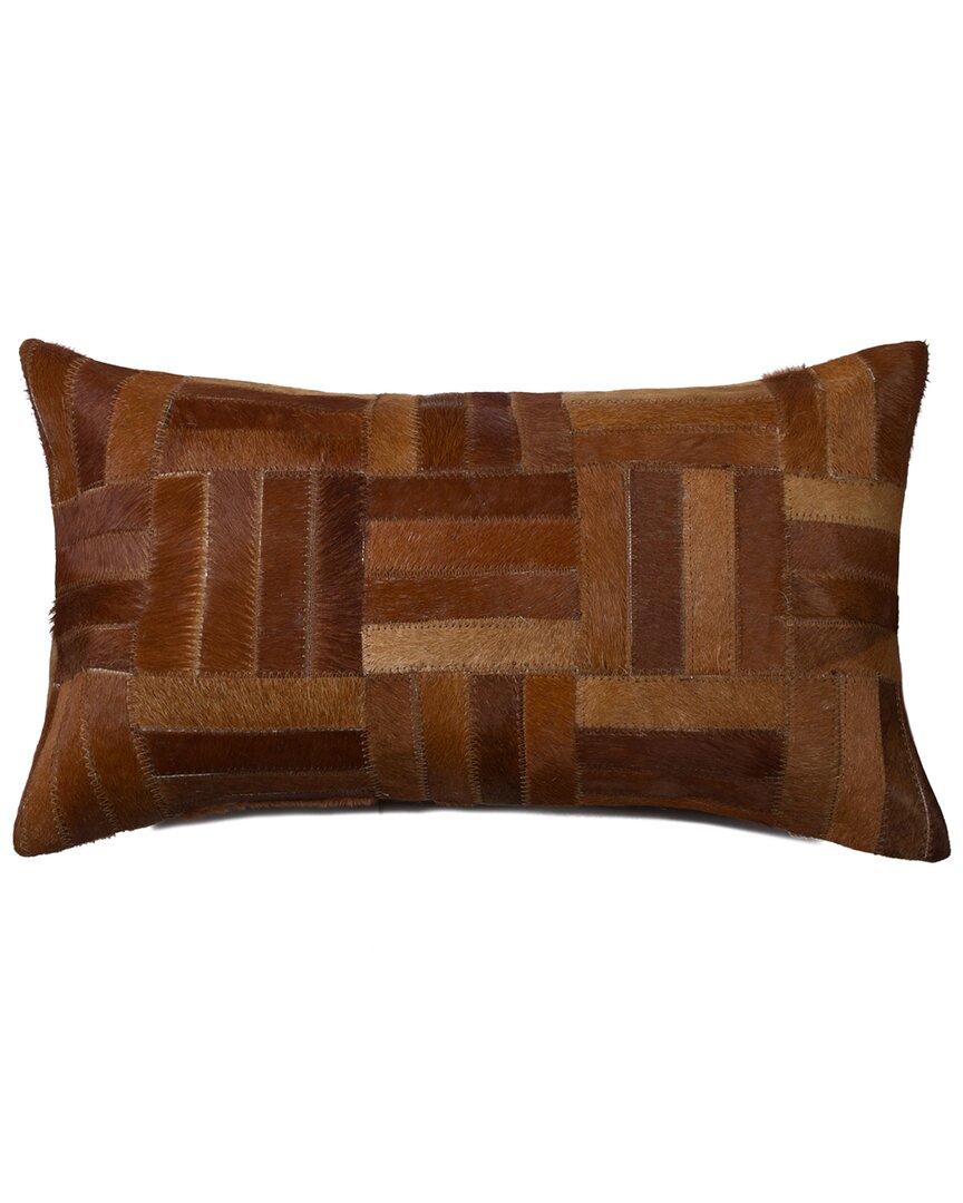 Natural Group Torino Parquet Cowhide Pillow In Brown