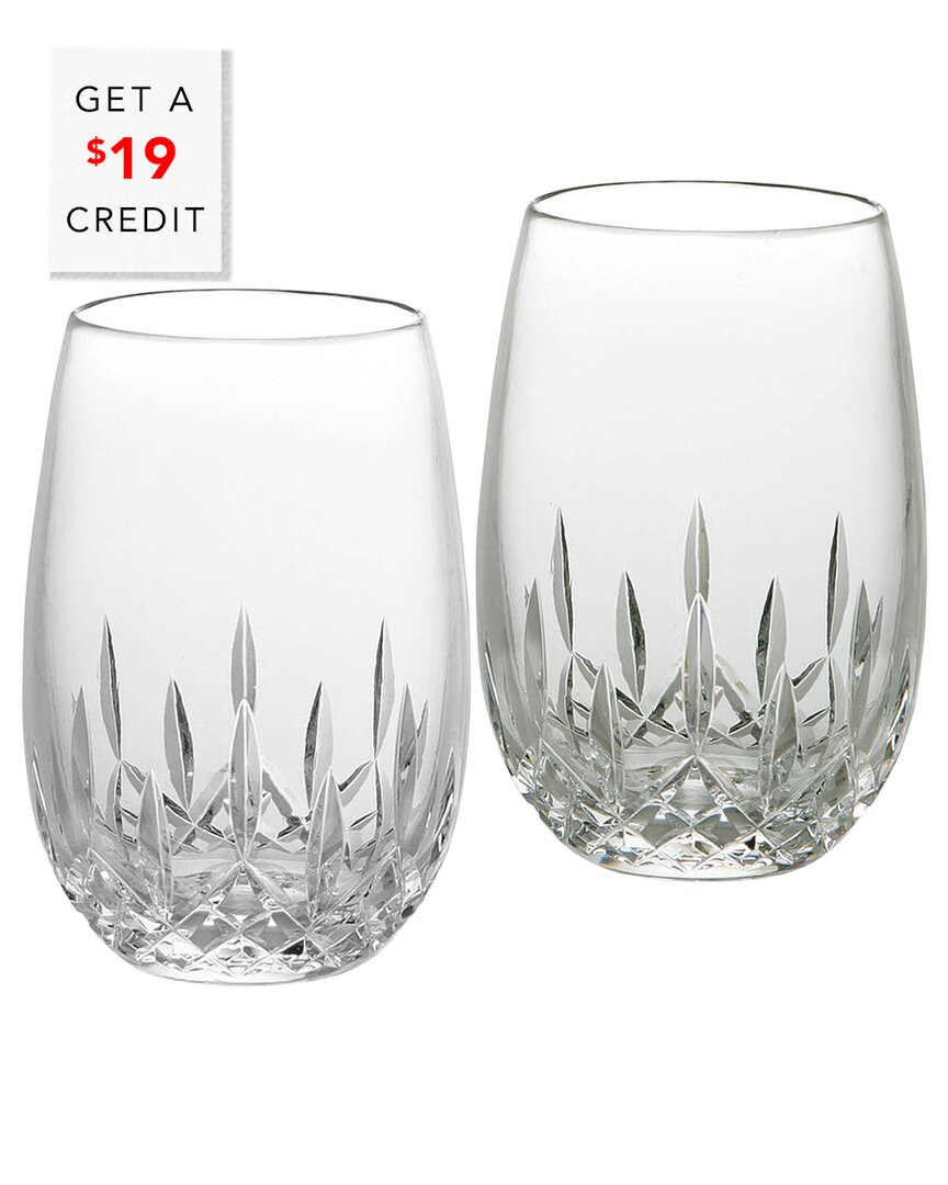 Shop Waterford Lismore Essence Stemless Wine White 12oz Set Of 2 With $19 Credit