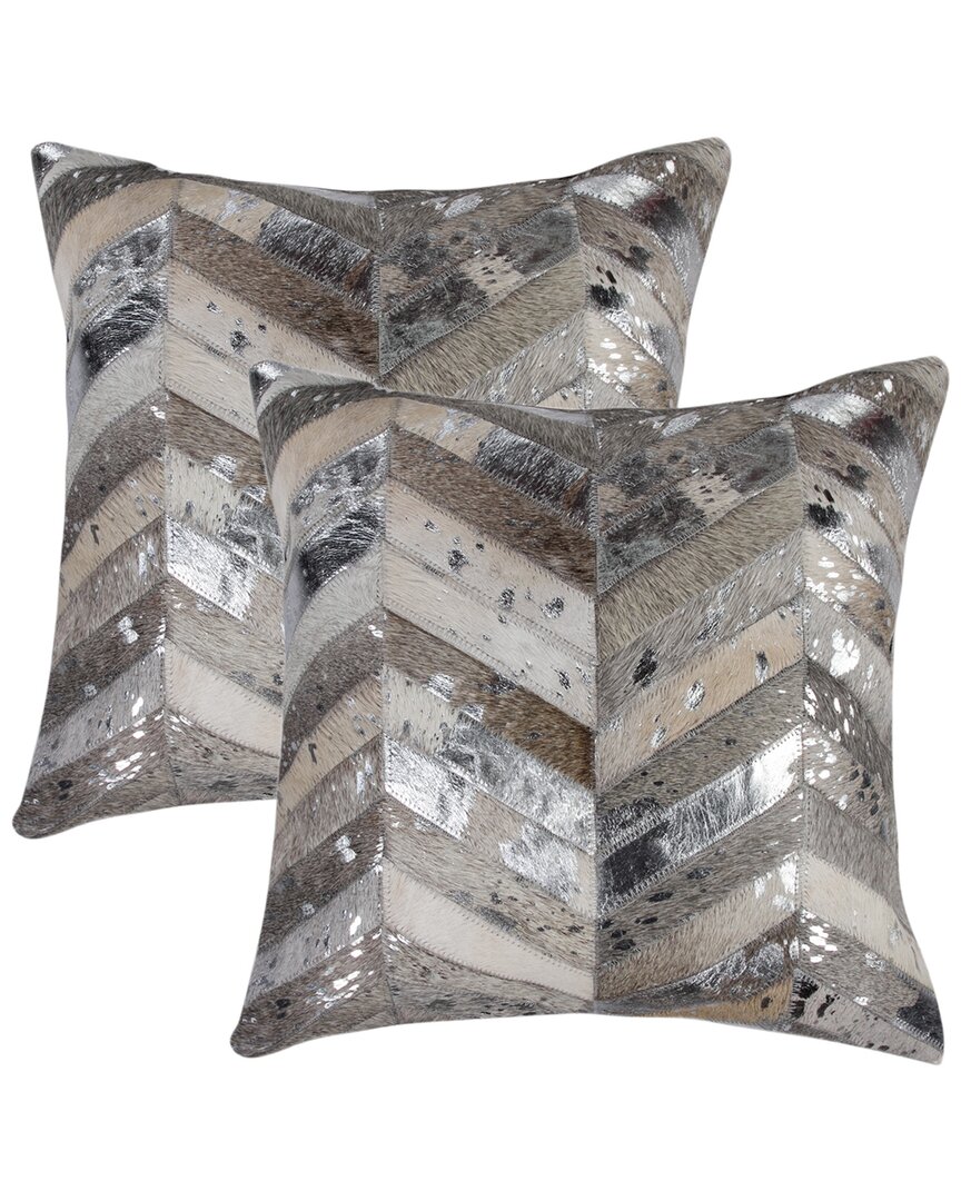 Natural Group Pack Of 2 Torino Chevron Pillow In Grey