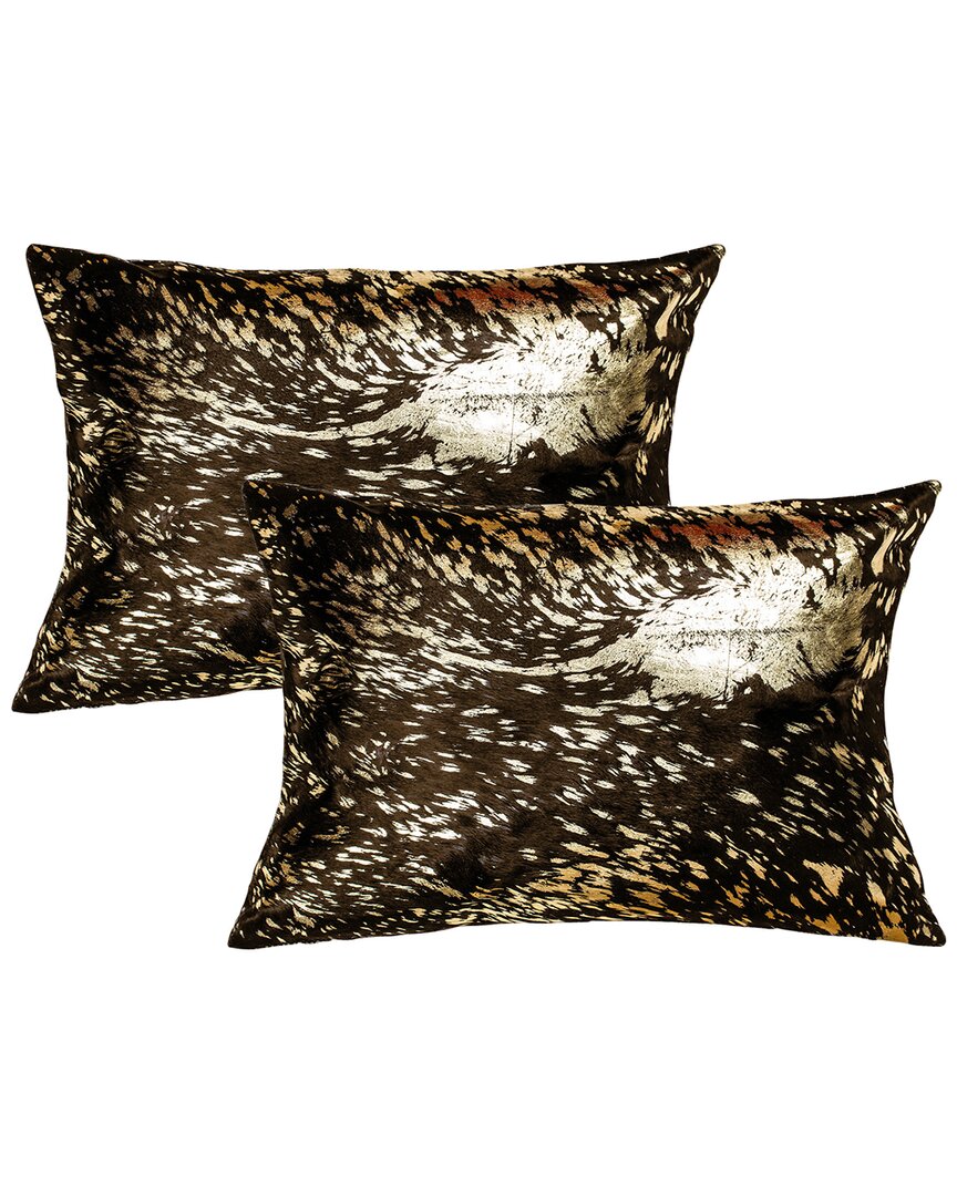 Natural Group Pack Of 2 Torino Scotland Cowhide Pillow In Brown