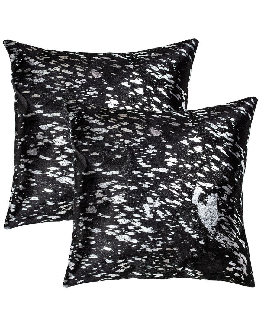 Natural Group Pack Of 2 Torino Scotland Cowhide Pillow In Black
