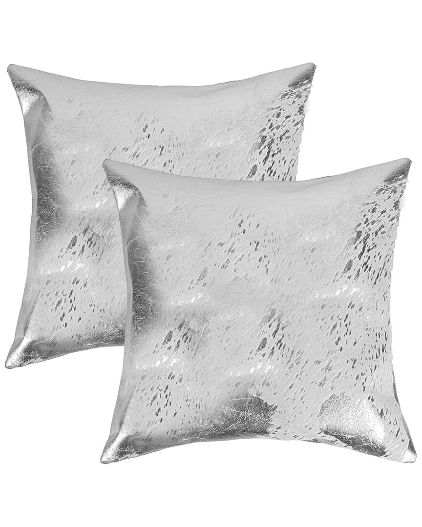 Natural Group Pack Of 2 Torino Scotland Cowhide Pillow In Gray
