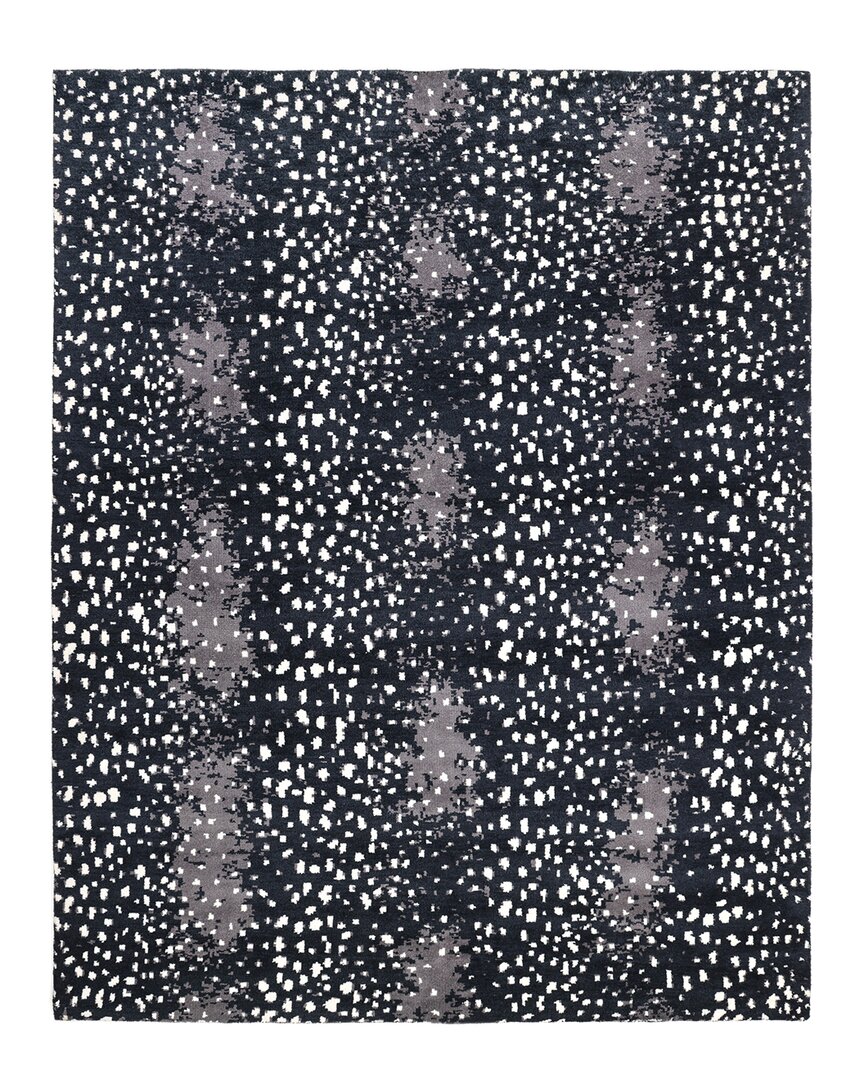 Solo Rugs Louis Contemporary Animal Hand-knotted Wool-blend Area Rug In Black