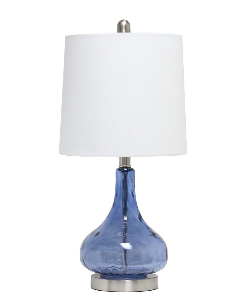 Lalia Home 23.25in Classix Contemporary Rippled Glass Table Lamp In Blue