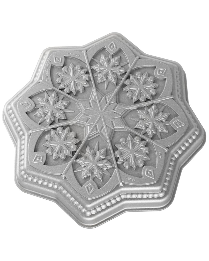 Nordic Ware Sweet Snowflake Shortbread Pan In Silver