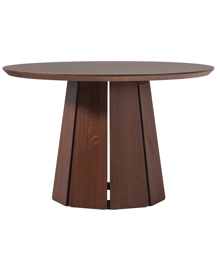 Walker Edison Modern 48in Round Solid Wood Pedestal Dining Table In Brown