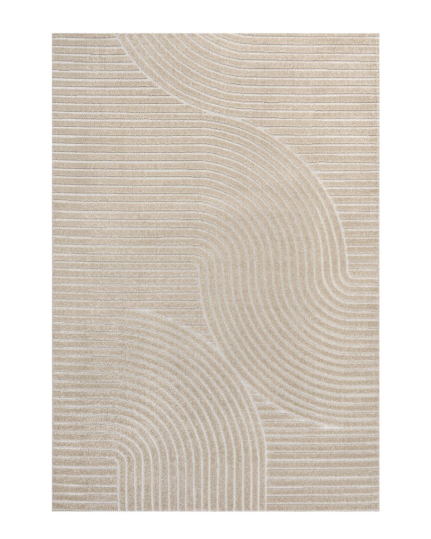 Jonathan Y Hallie High-low Minimalist Curve Geometric Indoor/outdoor Area Rug In Beige