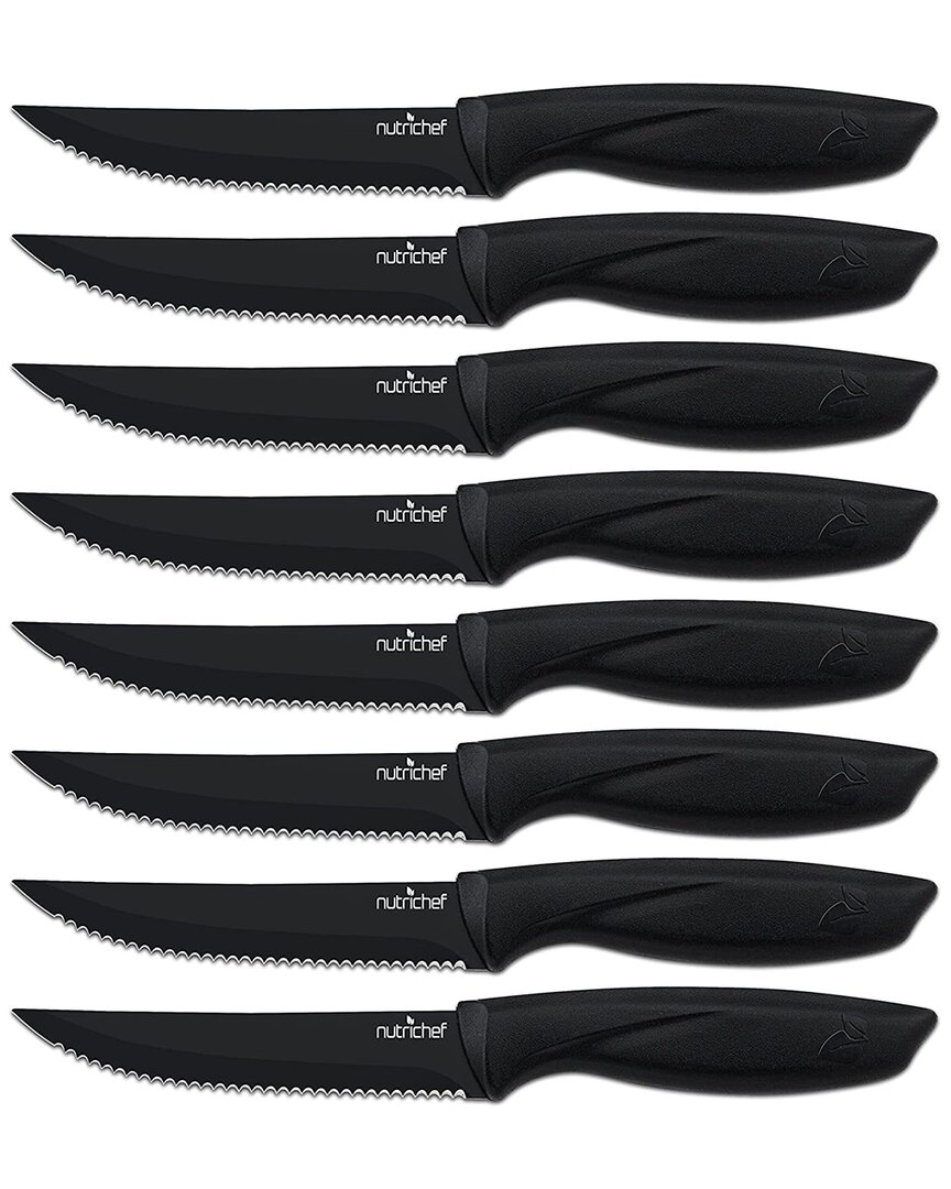 Nutrichef 8pc Steak Knife Set In Black
