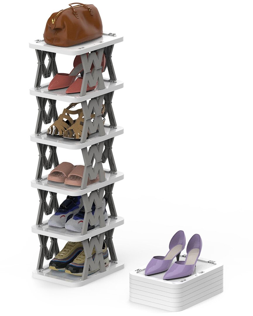 Fresh Fab Finds Newhome 6-tier Foldable Shoe Rack In Grey
