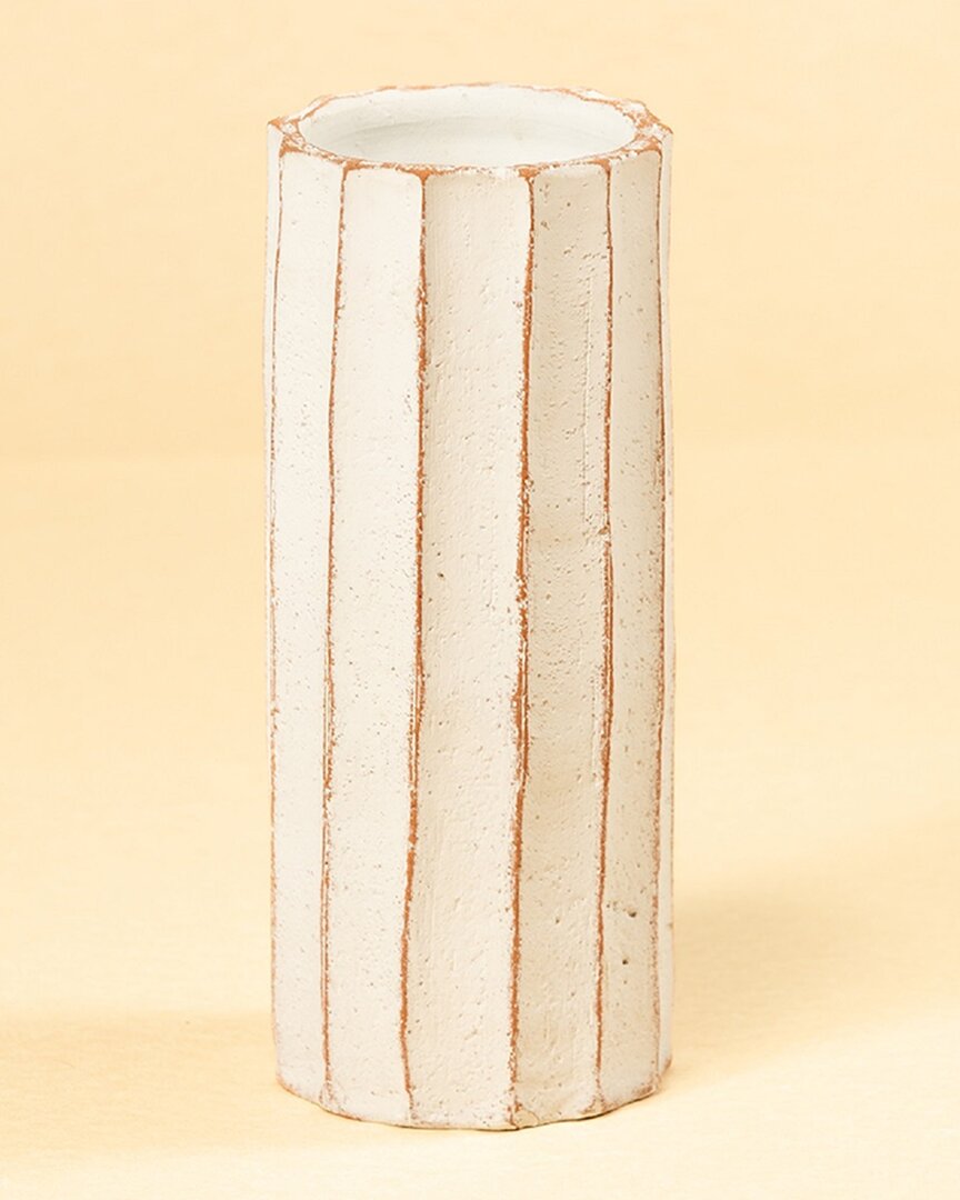 Bidkhome Rustic Fluted Cylinder In White