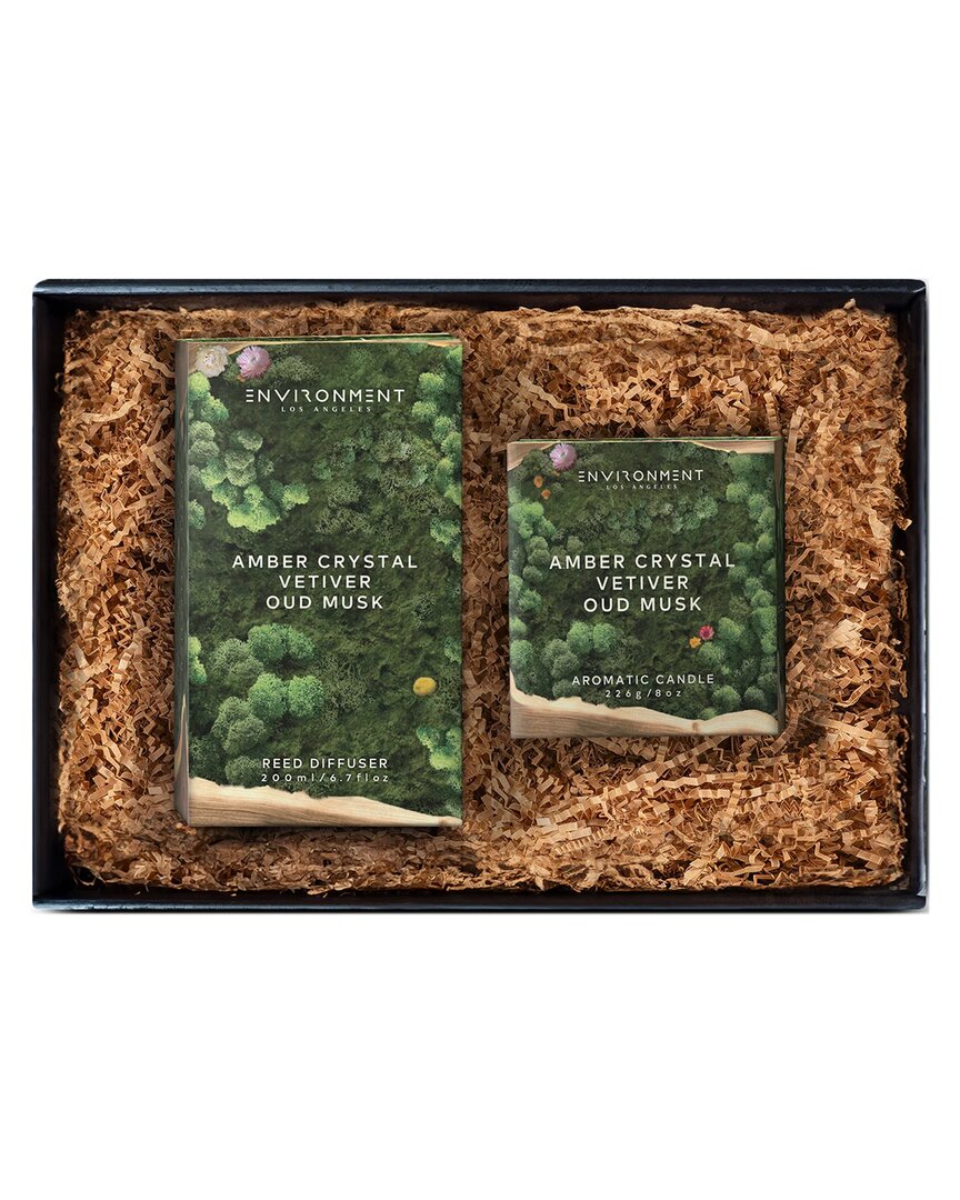 Environment Los Angeles Environment 200ml Diffuser & 8oz Candle Gift Pack Inspired By Baccarat Rouge 540¨ In Black