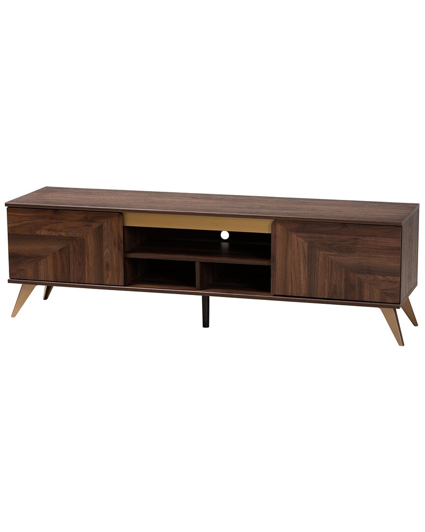 Baxton Studio Graceland Mid-century Modern 2-door Tv Stand In Brown