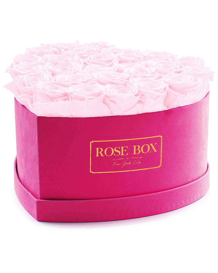 Rose Box Nyc Large Velvet Heart Box With Light Pink Roses