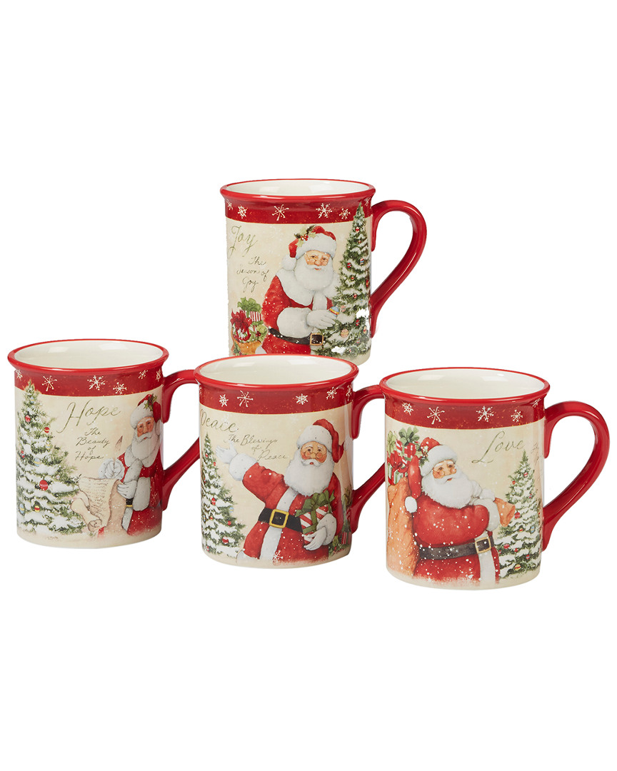 Certified International Holiday Wishes Set Of 4 Mugs