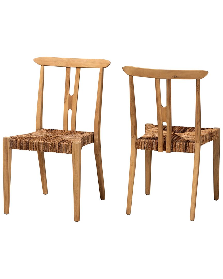 Shop Baxton Studio Set Of 2 Artha Modern Bohemian Teak & Seagrass Dining Chairs