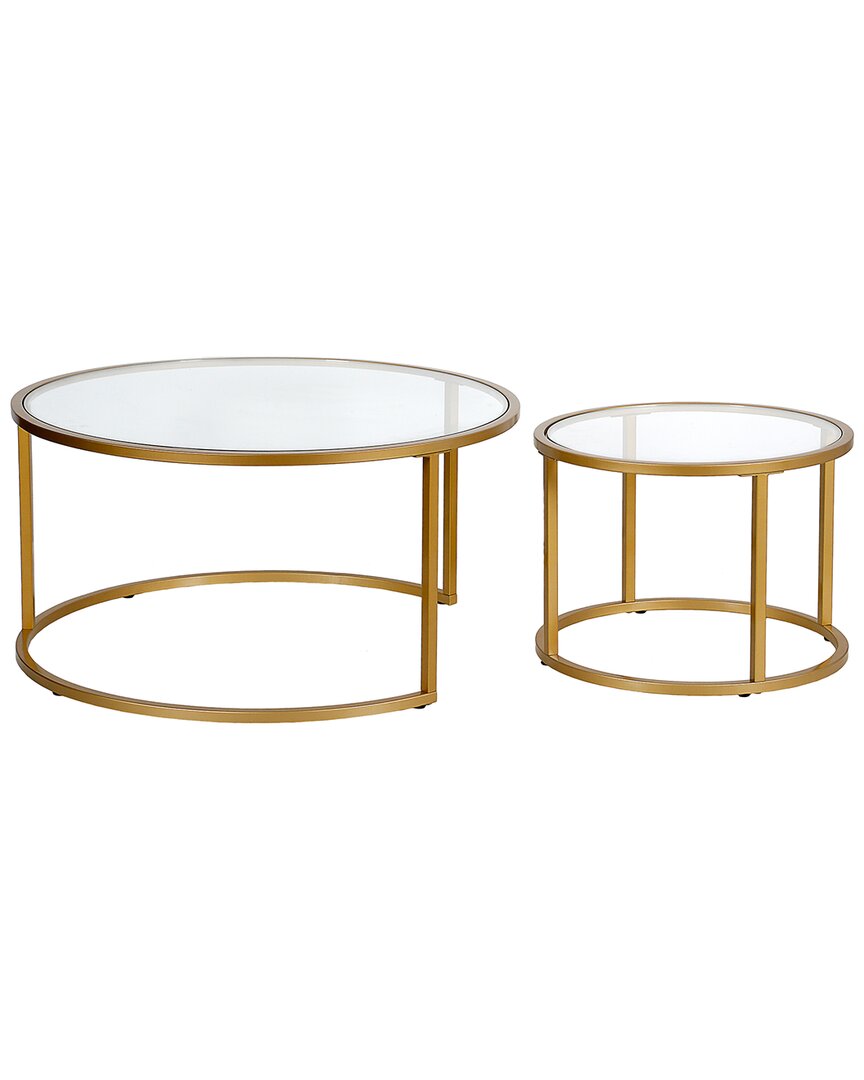 Abraham + Ivy Watson Brass Finish Nesting Coffee Table Set In Gold