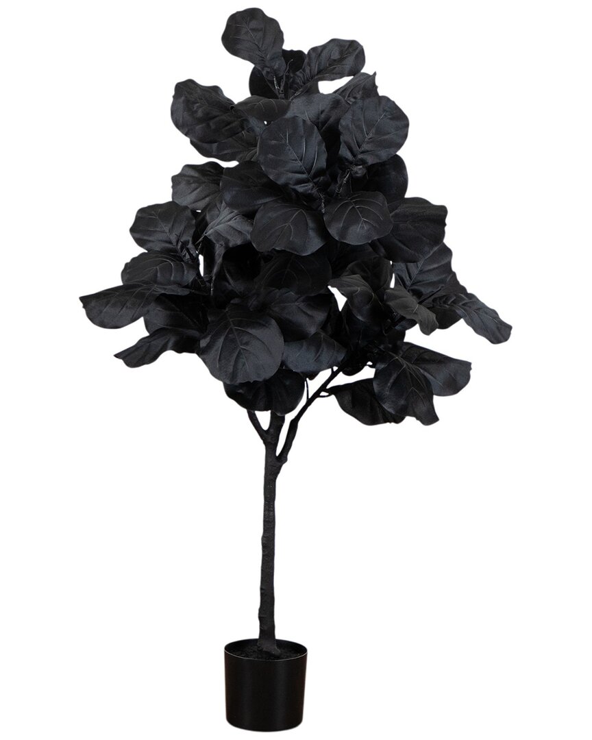 Nearly Natural 4ft. Artificial Halloween Black Fiddle Leaf Tree In Black