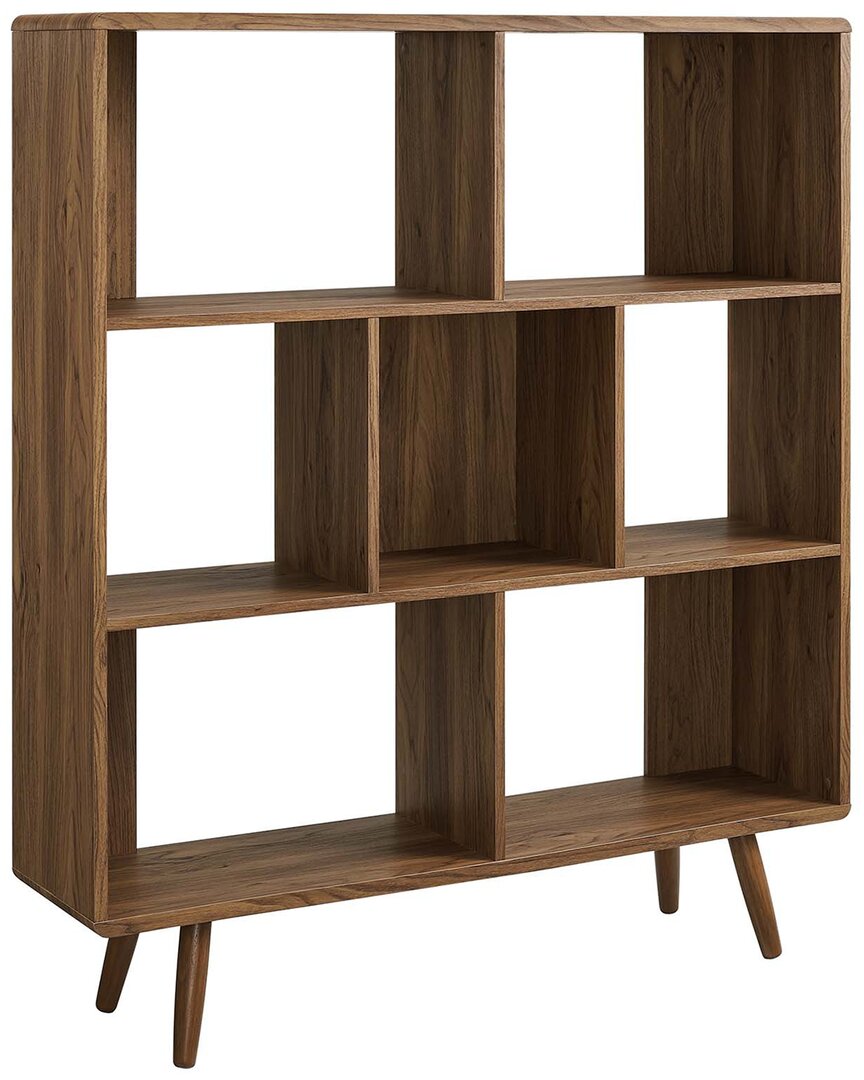 Modway Transmit 7 Shelf Wood Grain Bookcase In Brown