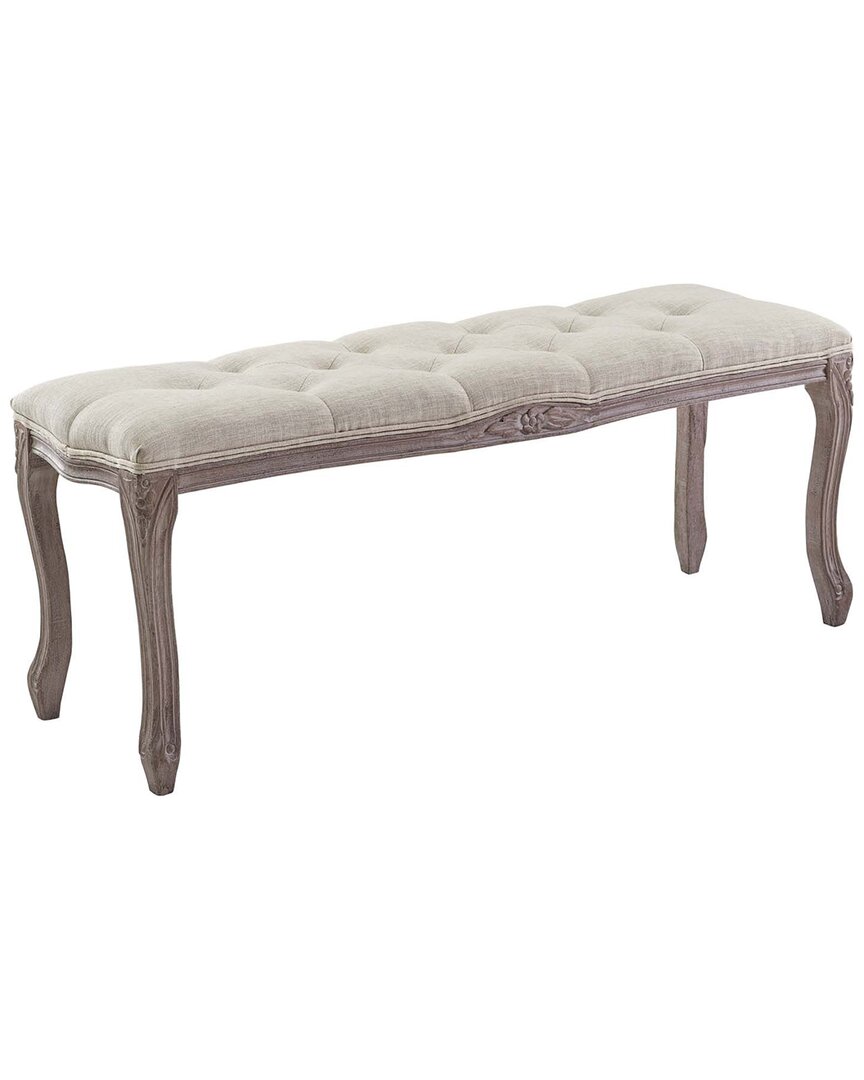 Modway Regal Vintage French Upholstered Fabric Bench In Beige