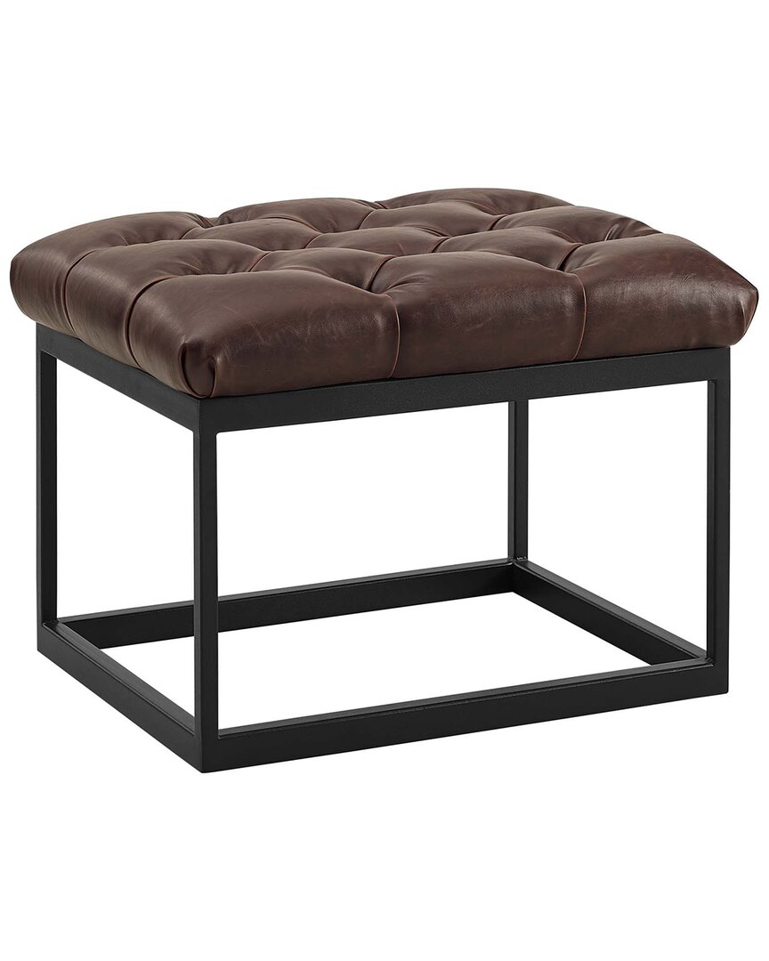 Modway Cherish Antique Button Tufted Faux Leather Ottoman In Brown