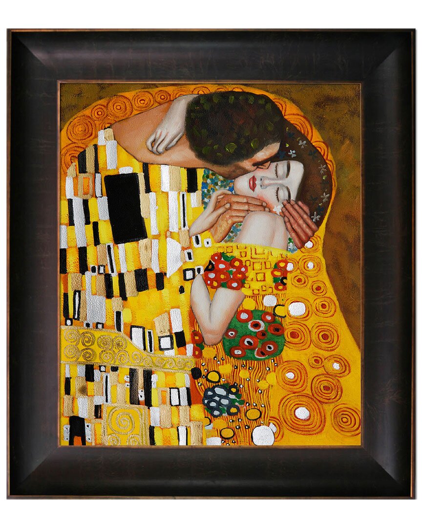 Handpainted Hued Hand-painted Masterpieces The Kiss By Klimt In Beige