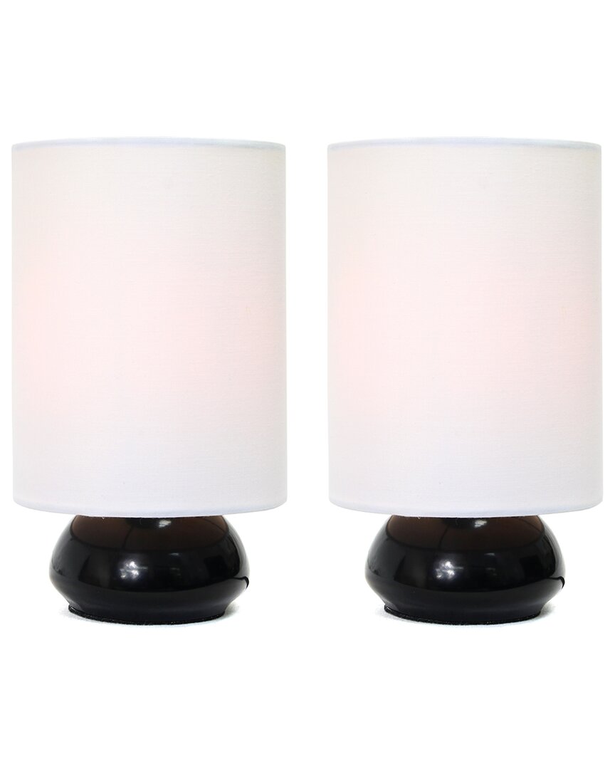 Lalia Home Laila Home Gemini Colors 2pk Mini Touch Table Lamp Set With Fabric Shades In Black