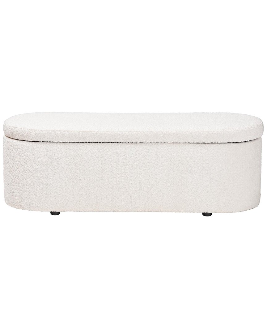 Baxton Studio Lavina Modern White Teddy-bear Fabric Storage Bench