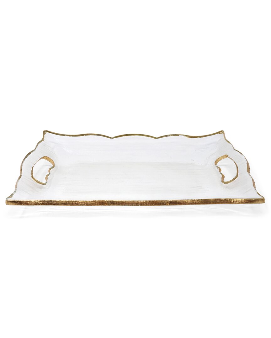 Vivience 20in Rectangular Glass Tray With Handles